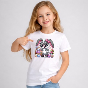 Tricou Paste Iepuras Cool Ochelari Cos Oua Funny Style, din bumbac 100%, tricou alb, Copii | Dama | Barbat - Img 2