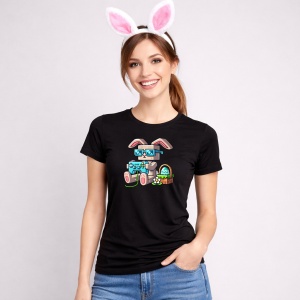 Tricou Paste Iepuras Gamer Masina Paste Oua Colorate, din bumbac 100%, tricou negru, Copii | Dama | Barbat