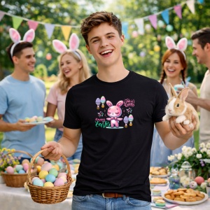 Tricou Paste Iepuras Paste Ice Cream Oua Colorate Funny, din bumbac 100%, tricou negru, Copii | Dama | Barbat - Img 7