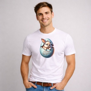 Tricou Paste Iepuras Paste Ou Easter Surprise Dragut, din bumbac 100%, tricou alb, Copii | Dama | Barbat - Img 2