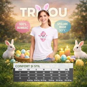Tricou Paste Iepurasi Paste Ou Roz Cute Familie Happy Easter, din bumbac 100%, tricou alb, Copii | Dama | Barbat - Img 8