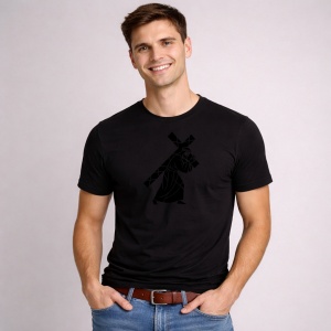 Tricou Paste Isus Cu Cruce Silueta Simbol Crestin Religios, din bumbac 100%, tricou negru, Copii | Dama | Barbat