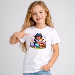 Tricou Paste Jasmine Tigru Rajah Paste Oua Colorate, din bumbac 100%, tricou alb, Copii | Dama | Barbat - Img 1