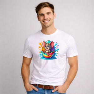 Tricou Paste Jerry Mouse Paste Ou Colorat Vesel, din bumbac 100%, tricou alb, Copii | Dama | Barbat - Img 2