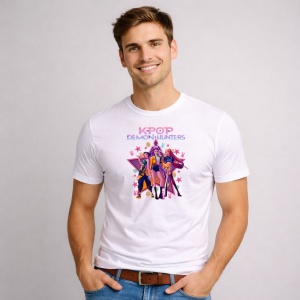 Tricou Paste Kpop Demon Hunters Grup Star Aesthetic Colorat, din bumbac 100%, tricou alb, Copii | Dama | Barbat - Img 2