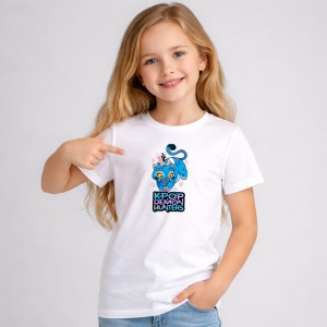 Tricou Paste Kpop Demon Hunters Mascota Pisica Blue, din bumbac 100%, tricou alb, Copii | Dama | Barbat - Img 3