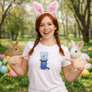 Tricou Paste Kpop Demon Hunters Pisica Easter Stil, din bumbac 100%, tricou alb, Copii | Dama | Barbat - Img 9