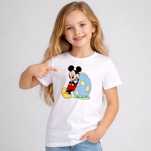 Tricou Paste Mickey Mouse Paste Ou Mare Colorat, din bumbac 100%, tricou alb, Copii | Dama | Barbat