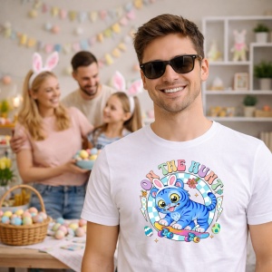 Tricou Paste On The Hunt Kpop Pisica Easter Pastel, din bumbac 100%, tricou alb, Copii | Dama | Barbat - Img 5