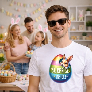 Tricou Paste Ou Paste Surprise Inside Iepuras Colorat, din bumbac 100%, tricou alb, Copii | Dama | Barbat - Img 7
