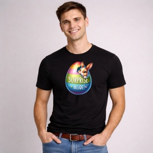 Tricou Paste Ou Paste Surprise Inside Iepuras Colorat, din bumbac 100%, tricou negru, Copii | Dama | Barbat - Img 2