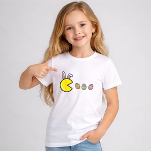 Tricou Paste Pacman Gamer Paste Mananca Oua Colorate, din bumbac 100%, tricou alb, Copii | Dama | Barbat
