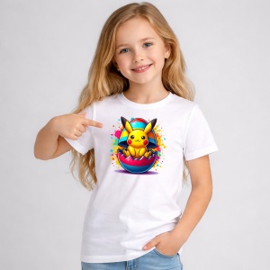Tricou Paste Pikachu Paste Ou Spart Colorat Electric, din bumbac 100%, tricou alb, Copii | Dama | Barbat - Img 1