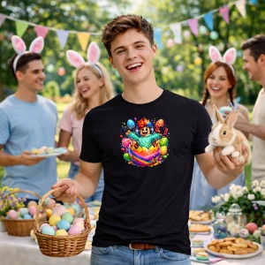 Tricou Paste Roblox Gamer Happy Easter Oua Colorate Controler, din bumbac 100%, tricou negru, Copii | Dama | Barbat - Img 7