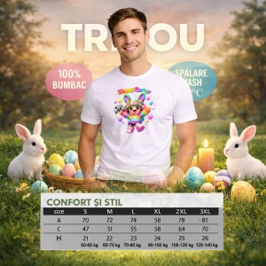 Tricou Paste Roblox Iepuras Gamer Happy Easter Oua Colorate, din bumbac 100%, tricou alb, Copii | Dama | Barbat - Img 6