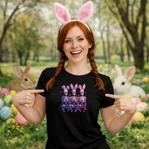 Tricou Paste Schelete Iepuras Pastel Trio Funny Dark Easter, din bumbac 100%, tricou negru, Copii | Dama | Barbat - Img 9