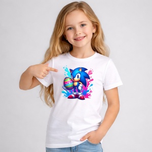 Tricou Paste Sonic Paste Ou Colorat Stil Graffiti, din bumbac 100%, tricou alb, Copii | Dama | Barbat