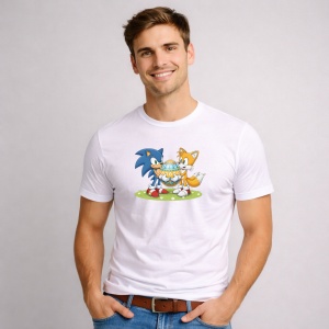 Tricou Paste Sonic Tails Paste Cos Oua Colorate, din bumbac 100%, tricou alb, Copii | Dama | Barbat - Img 2
