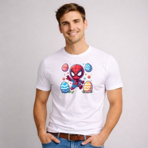 Tricou Paste Spiderman Paste Oua Colorate Iepuras Saritor, din bumbac 100%, tricou alb, Copii | Dama | Barbat - Img 2