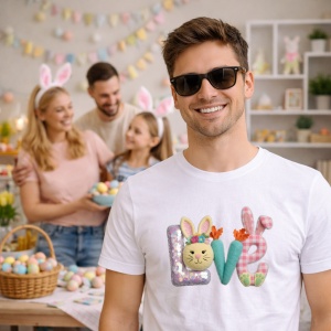 Tricou Paste Text Love Iepuras Pastel Cute, din bumbac 100%, tricou alb, Copii | Dama | Barbat - Img 7