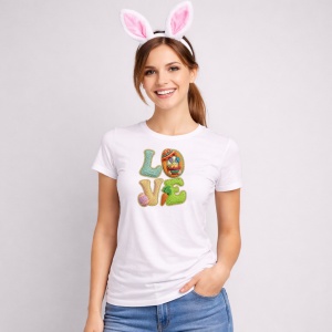 Tricou Paste Text Love Oua Pastel Stil Cute, din bumbac 100%, tricou alb, Copii | Dama | Barbat - Img 3