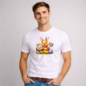 Tricou Paste Winnie The Pooh Paste Cos Oua Colorate, din bumbac 100%, tricou alb, Copii | Dama | Barbat
