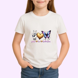 Tricou Peace Love Butterflies design fluture colorat Copii | Dama | Barbat Barbat - Img 4