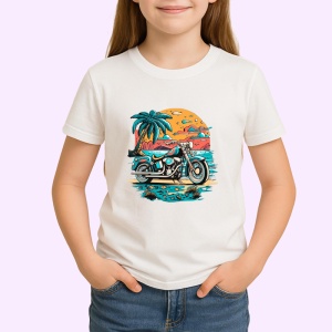 Tricou Peisaj cu palmieri si mare fundal apus Copii | Dama | Barbat - Img 4