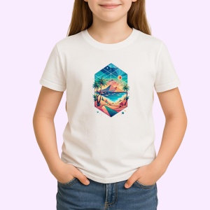 Tricou Peisaj Tropical In Diamant, Copii | Dama | Barbat - Img 2
