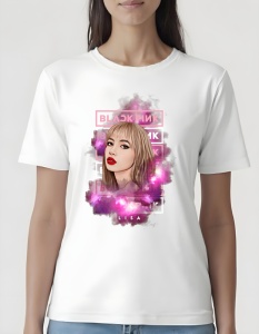 Tricou pentru dama - K-POP - Lisa BLACKPINK - Design vibrant, stil cosmic, fan BLACKPINK. - Img 2