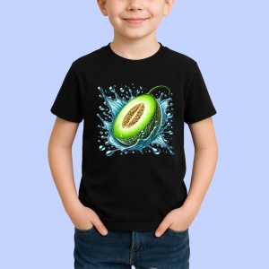 Tricou Pepene galben si jet de apa, Fructe, Copii | Dama, culoare negru
