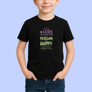 Tricou Person Happy Happiness Citat Engleza, din bumbac 100%, tricou negru Copii | Dama | Barbat - Img 2