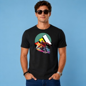 Tricou Personaj Anime Pe Skateboard Stil Streetwear Colorat, din bumbac 100%, tricou negru, Copii | Dama | Barbat - Img 2