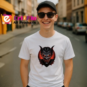 Tricou Personaj vampir sinistru cu fundal rosu intens Copii | Dama | Barbat - Img 5