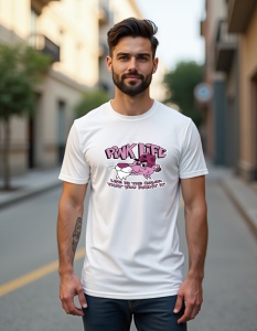 Tricou personalizat pentru barbati din bumbac 100% - Pink Life, Pantera Roz, desen animat, amuzant, retro