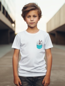 Tricou personalizat pentru copii din bumbac 100% cu imprimeu de buzunar - Bugs Bunny din Looney Tunes - Cadou perfect pentru fanii desenelor animate - Img 3