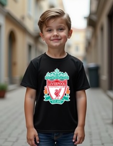 Tricou personalizat pentru copii din bumbac 100% - Echipa De Fotbal - Liverpool