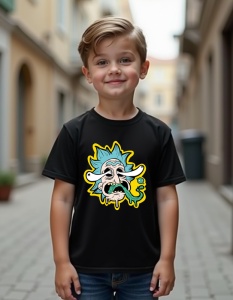 Tricou personalizat pentru copii din bumbac 100% - Rick Madness, Rick și Morty, desen animat, nebunie, suprarealist - Img 2