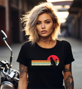 Tricou personalizat pentru dama din bumbac 100% - Cat Retro