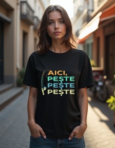 Tricou personalizat pentru dama din bumbac 100% - Peste, Peste, Peste - Img 1