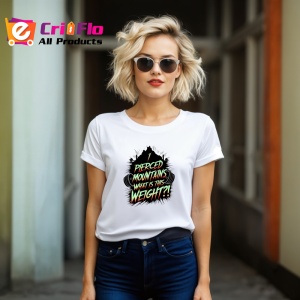 Tricou Pierced Mountains Weight Text Verde, Copii | Dama | Barbat