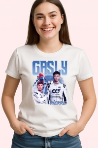 Tricou Pierre Gasly Portret Si Masina Costum Alb Formula 1, Copii | Dama | Barbat - Img 4
