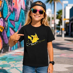 Tricou Pikachu Black Lightning Strike Urban Street Fashion Design, din bumbac 100%, tricou negru, Copii | Dama | Barbat - Img 7