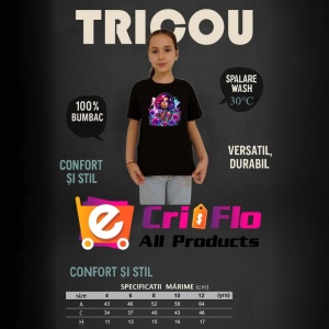 Tricou Pink hair tattoo girl floral power, fata cu par roz si putere florala, Copii | Dama | Barbat , tricou negru - Img 7