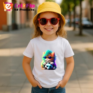 Tricou Pisica curcubeu cu minge si efecte luminoase Copii | Dama | Barbat - Img 11