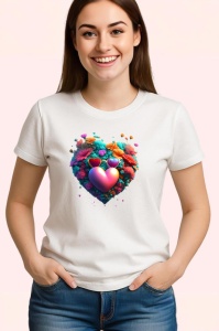 Tricou Pisica in flori cu ochelari fundal alb vesel Copii | Dama | Barbat - Img 3