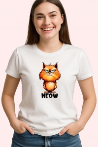 Tricou pisica portocalie meow poster simpatic pentru iubitori de pisici, Copii | Dama | Barbat - Img 4