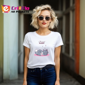Tricou Pisica Sweet Sleep, din bumbac 100%, tricou alb, Dama | Barbat - Img 5