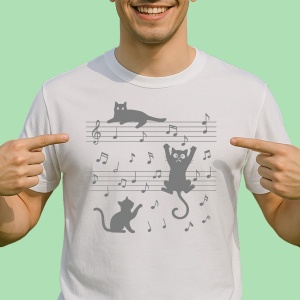 Tricou pisici si note muzicale - Copii | Dama | Barbat