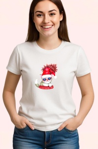 Tricou Pisicuta cu caciula pufoasa si fular rosu Copii | Dama | Barbat